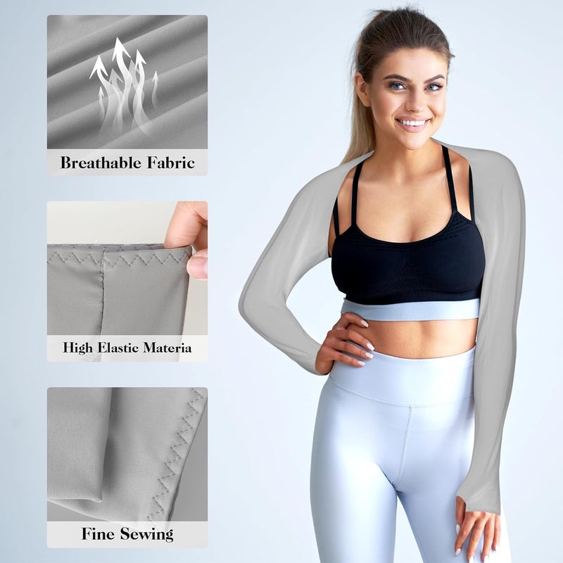 DSLSQD 2 Pack Cooling Shawl Arm Sleeves Sun Sleeves for Women UV Protection Arm Sleeve with Finger Hole for Golfing - Image 3